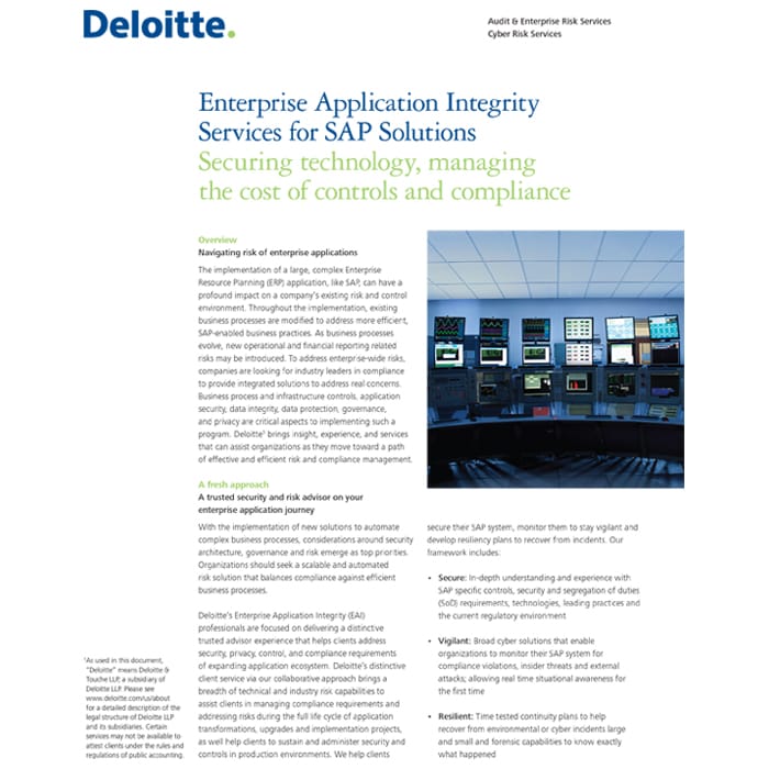 Enterprise Application Integrity Services for SAP 