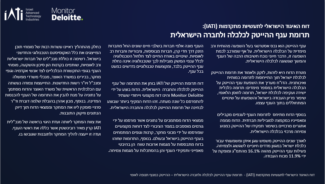 Deloitte and IATI  full impact of the tech sector on the Israeli economy and society - slide 1