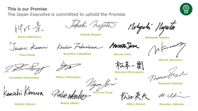 デロイト トーマツ グループ リーダーのPanel Promiseへのコミットメントを示す署名