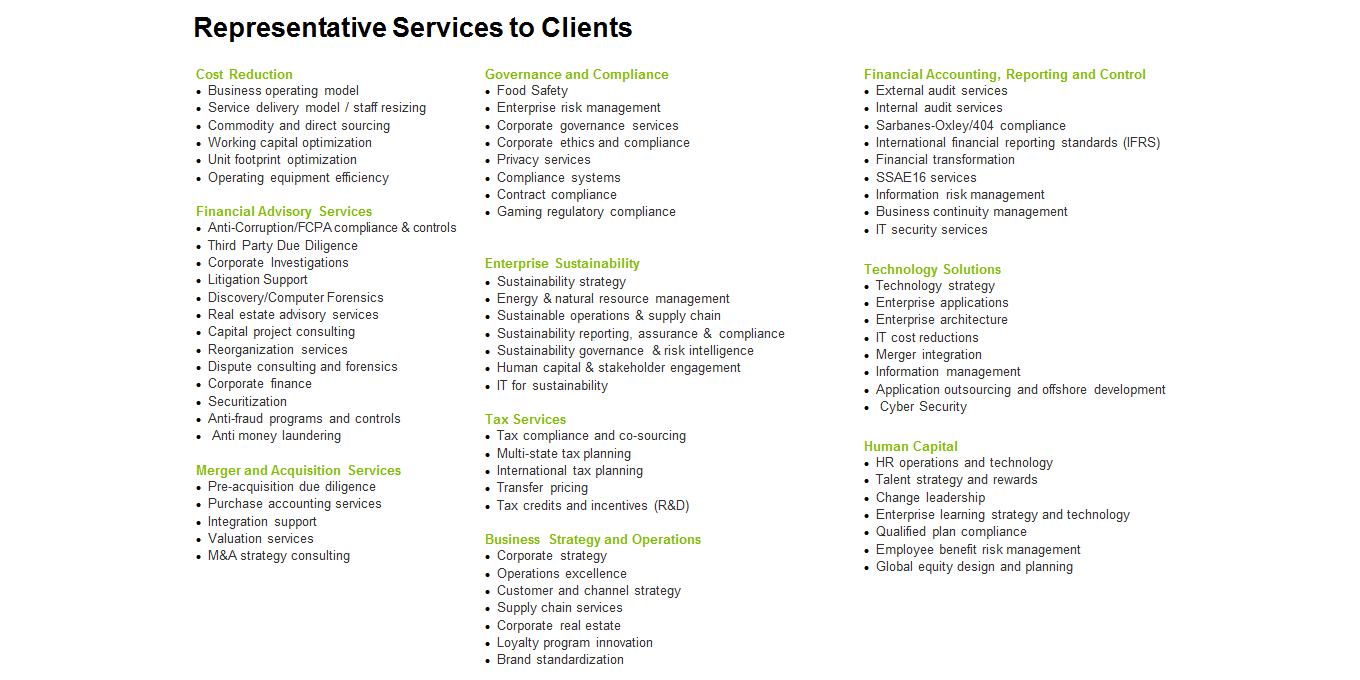 Representative Services to Clients