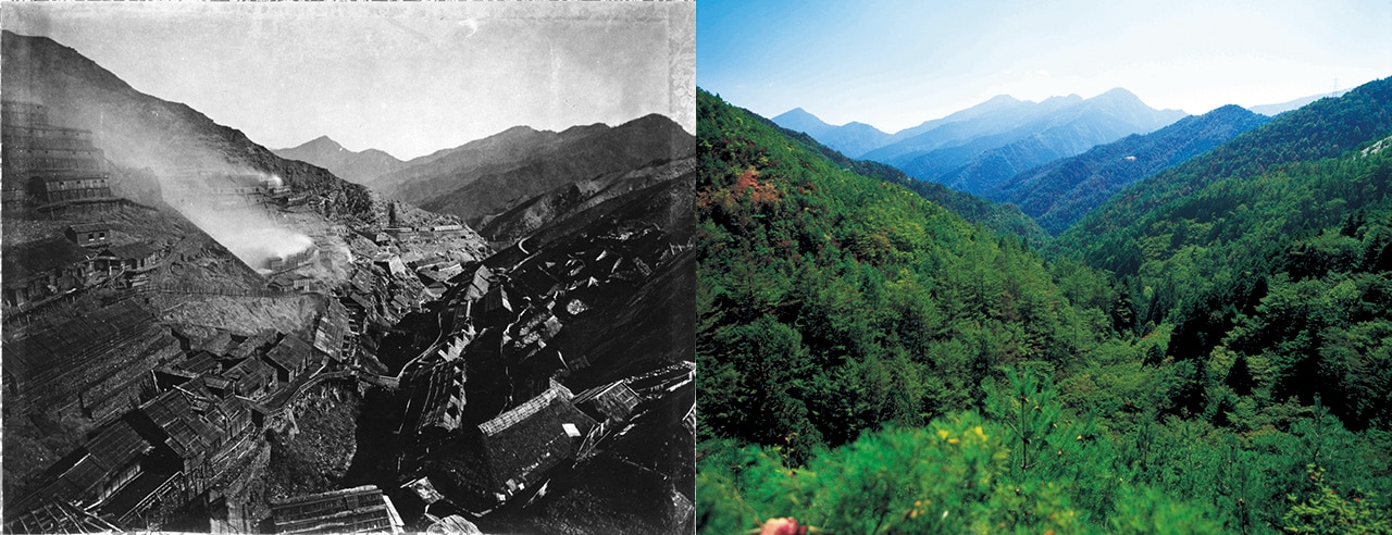 別子銅山植林前と現在の比較写真