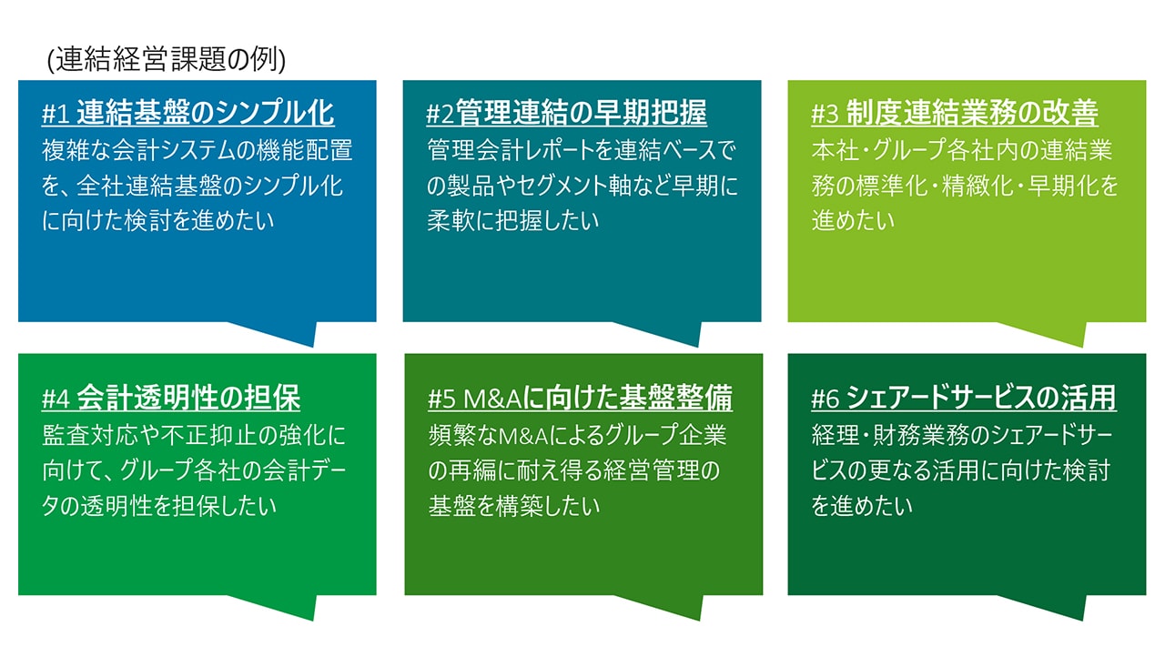 連結経営管理プロセスにおける典型的な課題例