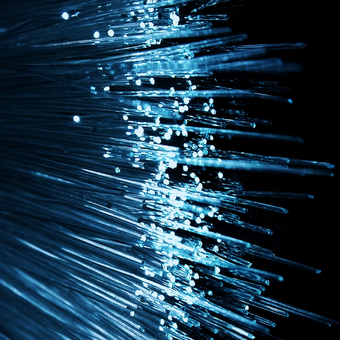 blue fiber optic cables