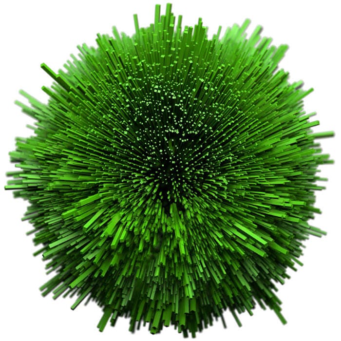 Green spikes in a circle