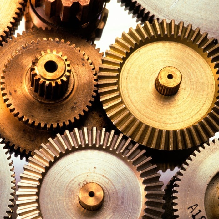 gold and bronze gears