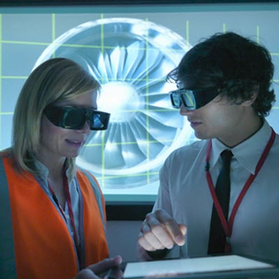 man and woman looking at virtual reality