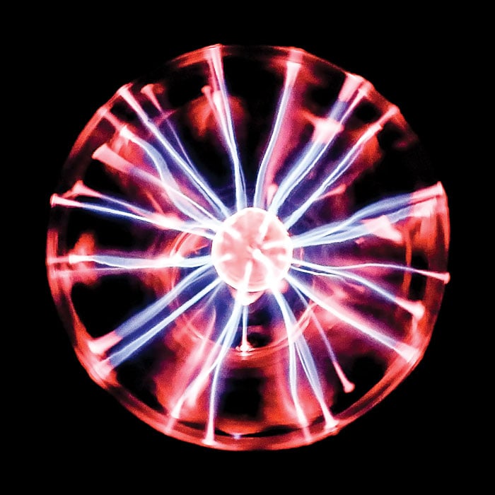 blue light explosion red source in a circle