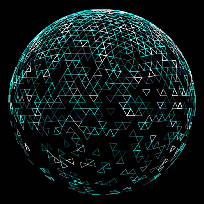 Sphere of teal triangles