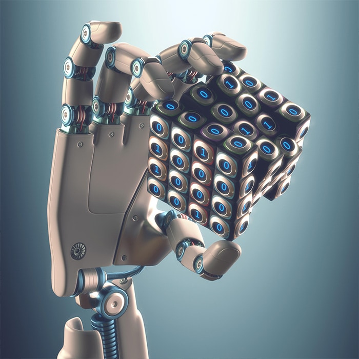 robot hands cube