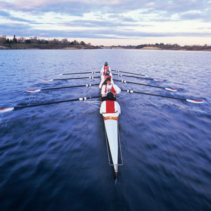 rowing on calm waters