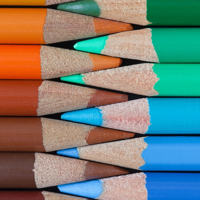 colored pencils stacked