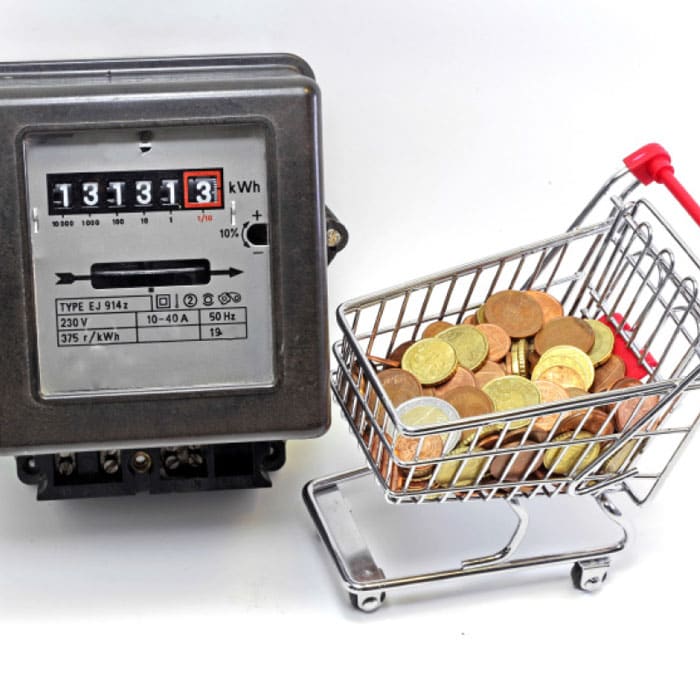 Electricity grid and shopping cart with pennies