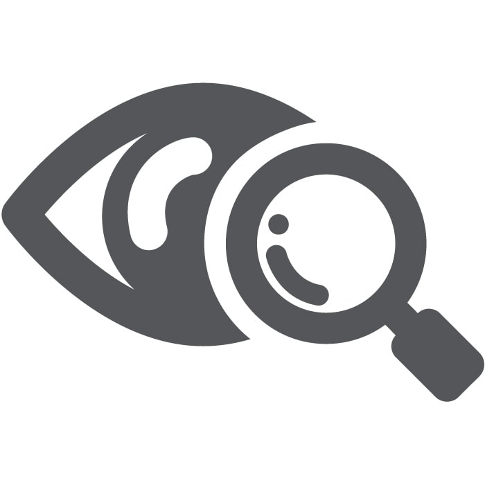 Magnifying glass over eye graphic