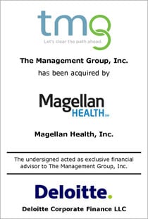 TMG tombstone, The Management Group, Inc., Magellan Health, Inc., Deloitte Corporate Finance LLC