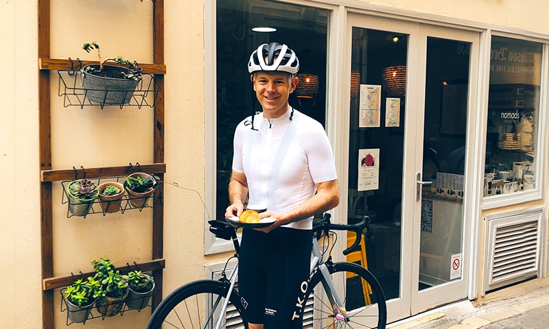 Enjoying the ambiance outside a charming cafe in Nice, France.