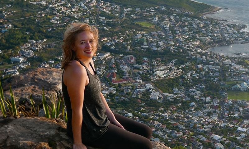 Mieka enjoying the stunning view from the mountain top