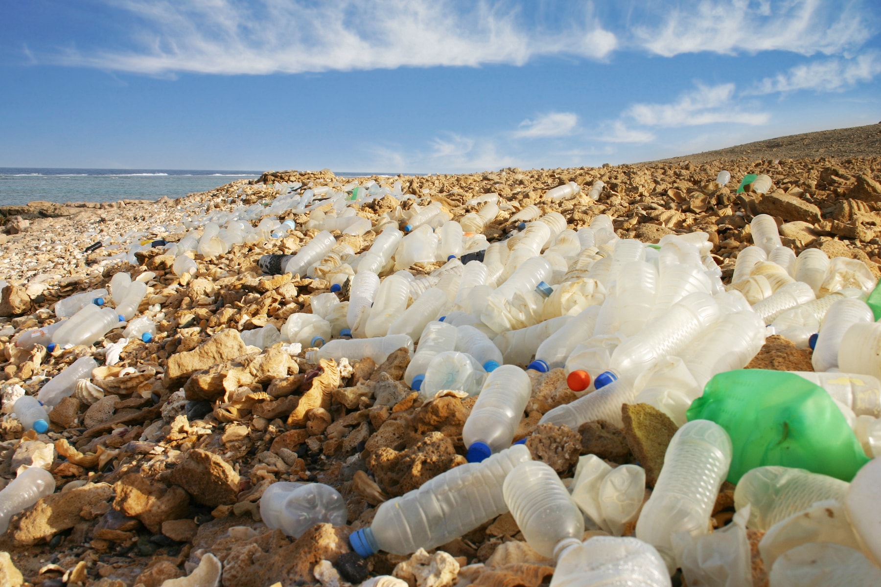 plastic garbage dump on the beach