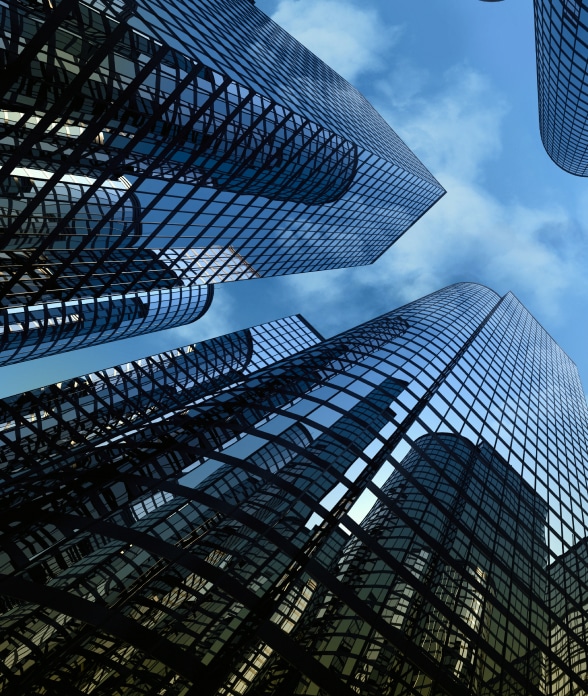 Streetview of blue skyline