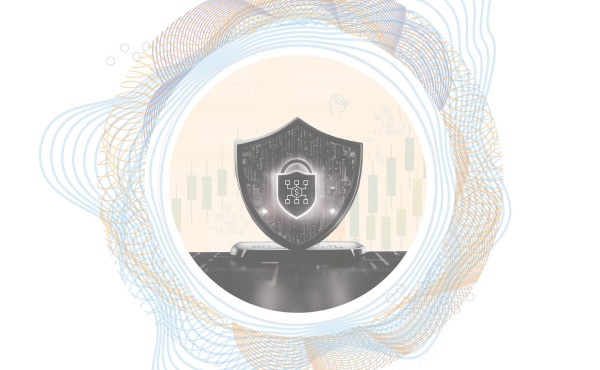 digital shield in lock illustration