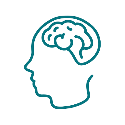 Head with brain illustration icon