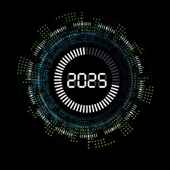 Digital clock with 2025 showing