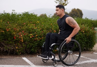 Justin in wheelchair