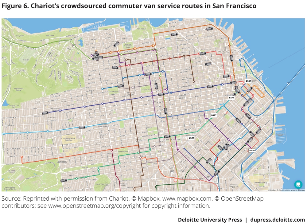 Chariot’s crowdsourced commuter van service routes in San Francisco