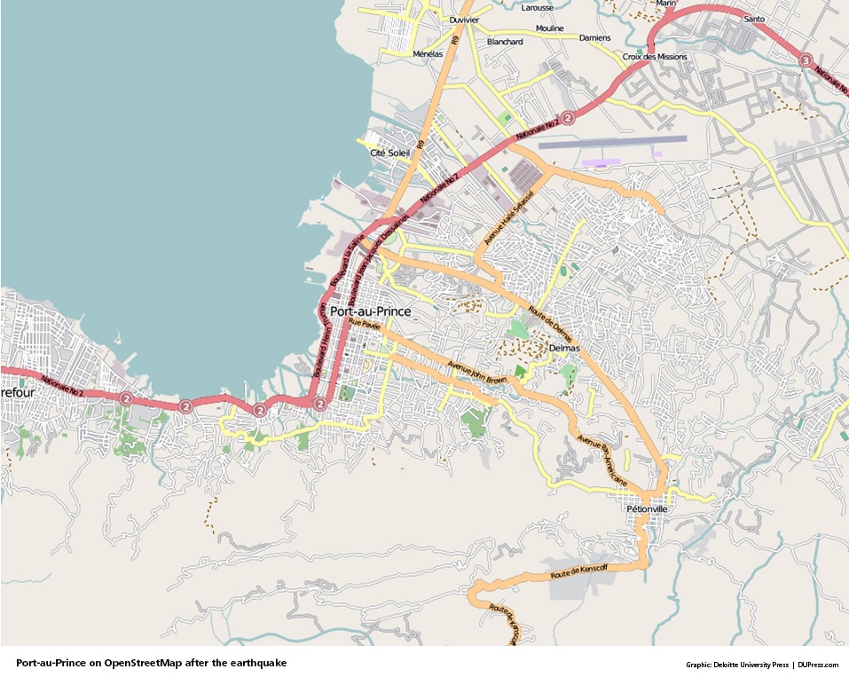 Port-au-Prince on OpenStreetMap after the earthquake
